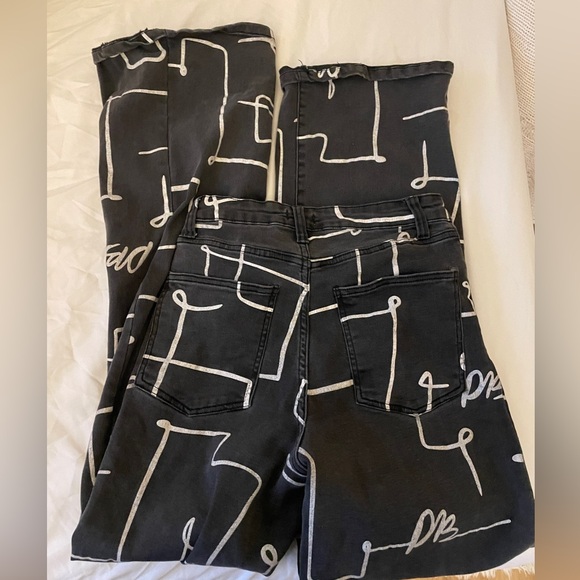 We Wore What Scribble Print Black High Waist Jeans - Picture 3 of 4